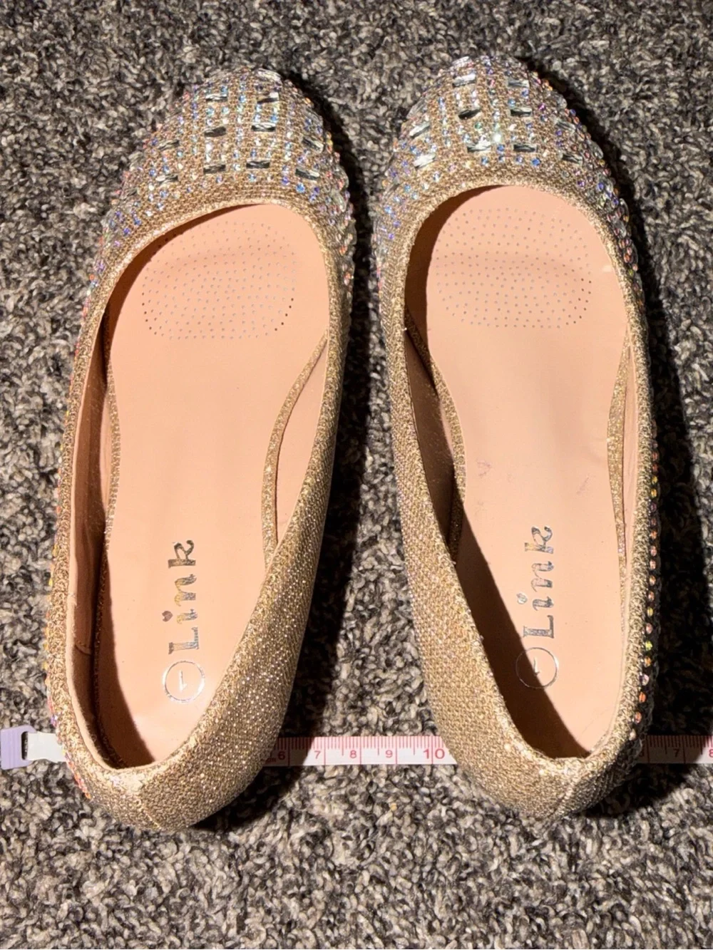 Link Kids Gold Glitter Rhinestone Dress Shoes